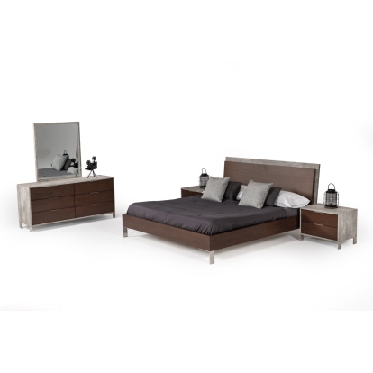 Nova Domus Conner Modern Dark Walnut & Faux Concrete Bedroom Set Walnut Bedroom Set 72356|72357 VGAN-CONNER-SET-DK