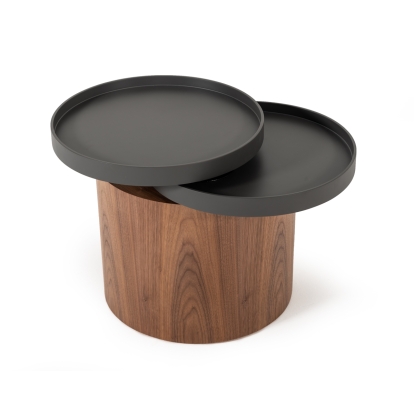 Modrest Bascom Modern Walnut End Table with Swivel Top Walnut End Table 74873 VGDWJ5677