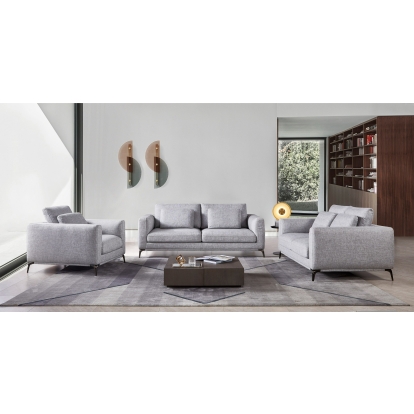 Divani Casa Beaman Modern Grey Fabric Sofa Set Light Grey Sofa Set 80433 VGMB-C021-SOFA-SET-GRY