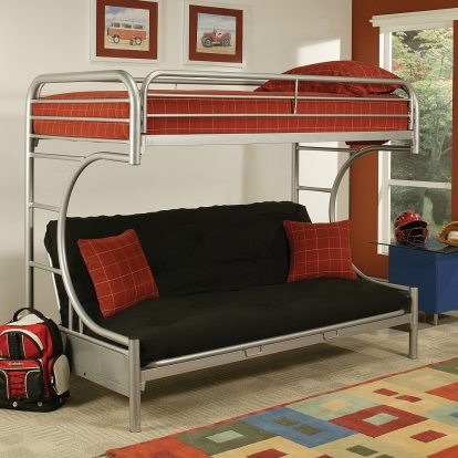 ACME Eclipse Silver Futon Bunk Bed (Twin | Full) Model 02091W-SI