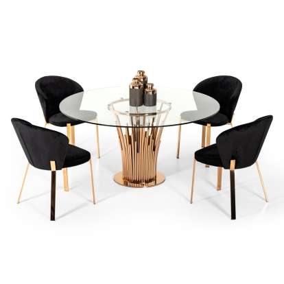 Modrest Paxton Modern Round Glass & Rosegold Dining Table Other Dining Table 74901 VGVCT817-RND
