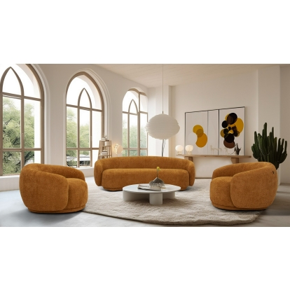 Divani Casa Andrew Modern Orange Fabric Sofa Set Orange Sofa Set 81458 VGEV-B1830-SOFA-SET-ORG
