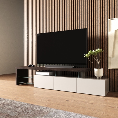 Modrest Loreta Modern Smoked Oak TV Stand Cream TV Stand 79548 VGHB-377F-SOAK