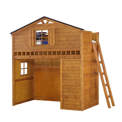 ACME Tree House Rustic Oak Twin Loft Bed Model 10160