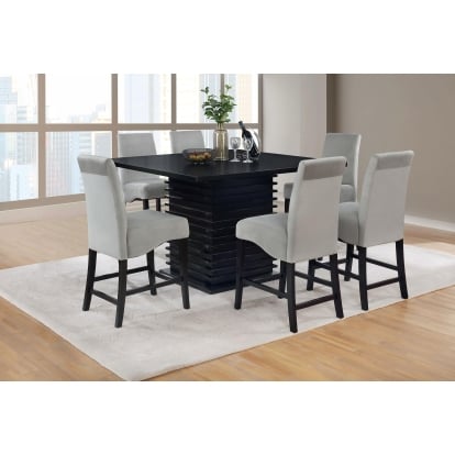 Coaster Stanton Contemporary Black Counter Height Dining Table Model 102068-S7