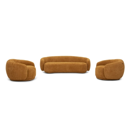 Divani Casa Andrew Modern Orange Fabric Sofa Set Orange Sofa Set 81458 VGEV-B1830-SOFA-SET-ORG