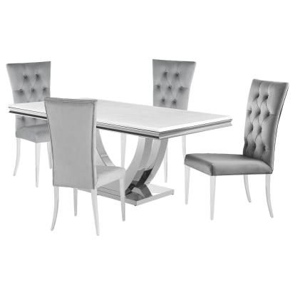 Coaster Kerwin Contemporary White Marble Dining Table Model 111101-S5G
