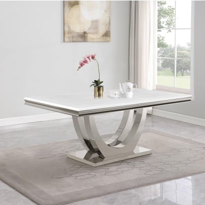 Coaster Kerwin Contemporary White Marble Dining Table Model 111101