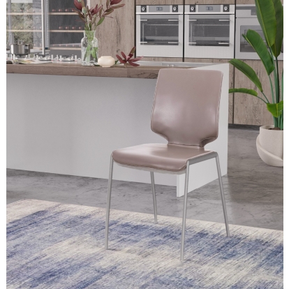 Modrest Eileen Modern Dark Grey Eco-Leather Dining Chair (Set of 2) Gray Dining Chair 79585Z VGHR3637-DKGRY-DC