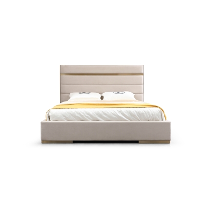 LA Furniture Cartier Modern Beige Velvet and Brushed Brass Q Bed VGVC-BDAD02-BGE-BB-BED-Q Contemporary Style by Vig Furnitrue Number 80137 Catch Home Goods