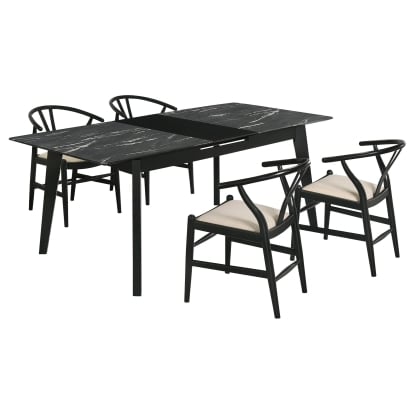 Coaster Crestmont Mid-Century Modern Black Faux Marble Dining Table Model 121251-S5