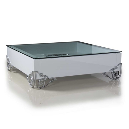 LA Furniture LS538 Emma Modern White Coffee Table with Glass Top VGDVEMMACOFFEE Contemporary Style by Vig Furnitrue Number 12156 Catch Home Goods