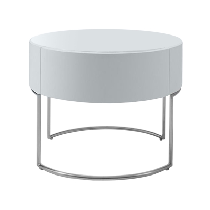 Modern Liv White Lacquer Round Nightstand White Nightstand 13272 VGWCGACG04