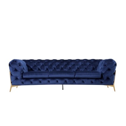 Divani Casa Sheila Modern Dark Blue Fabric Sofa Set Blue Sofa Set 73691 VGCA1346-BLU