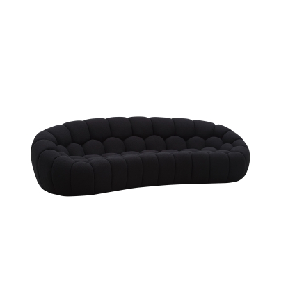 Divani Casa Yolonda Modern Curved Black Fabric Sofa Black Sofa 81086 VGEV-2126C-SOFA-BLK