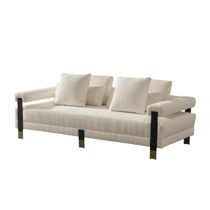 Divani Casa Stratford Modern Off-White Fabric 3-Seater Sofa Off-White Sofa 81897 VGHM-XF530-3SOFA-IVY