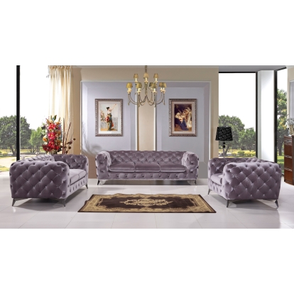 Divani Casa Delilah Modern Grey Fabric Sofa Grey Sofa 73473 VGCA1546-GRY-SOFA