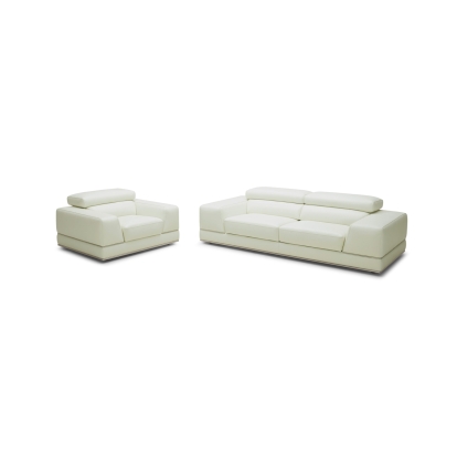 Divani Casa Chrysanthemum Modern White Genuine Leather Sofa Set White Sofa Set 73550 VGKK1576-SET-WHT-FL
