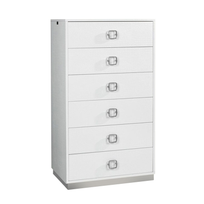Victoria Modern White Crocodile Lacquer 6-Drawer Chest White Dresser 15983 VGUNAW552-80