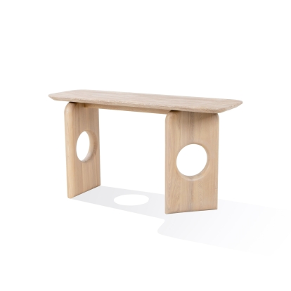 Nova Domus Osaka Modern Faux Marble + Natural Ash Console Table Cream Console Table 80455 VGCS-CON-22116