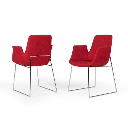 Modrest Altair Mid-Century Red Fabric Dining Chair Red Dining Chair 16824 VGOBTY100-F-RED