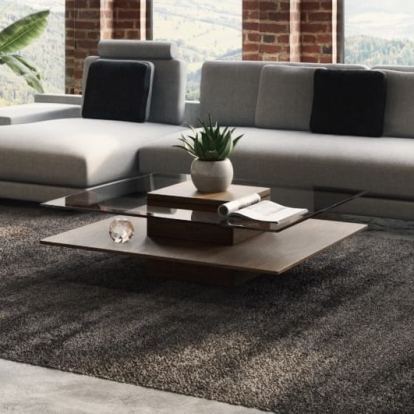 LA Furniture Clarion Mid-Century Walnut and Glass Coffee Table VGBBLE638E Contemporary Style by Vig Furnitrue Number 17687 Catch Home Goods