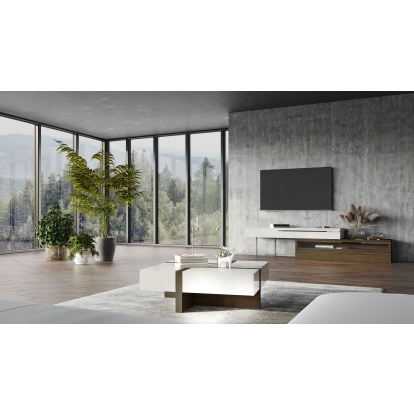 Modrest Makai Modern White & Walnut Square Coffee Table White Coffee Table 73876A VGBBLE624E-WHTWAL