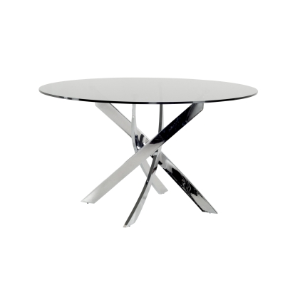 Modrest Pyrite Modern Round Glass Dining Table Clear Glass Dining Table 17431 VGEWF2133AA