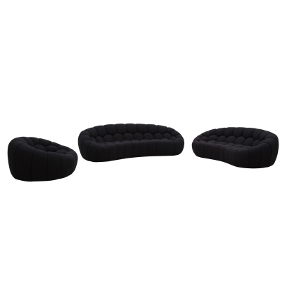 LA Furniture Yolonda Modern Curved Black Fabric Sofa Set VGEV-2126C-SET-BLK Contemporary Style by Vig Furnitrue Number 82162 Catch Home Goods