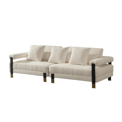 Divani Casa Stratford Modern Off-White Fabric 4-Seater Sofa Off-White Sofa 81896 VGHM-XF530-4SOFA-IVY