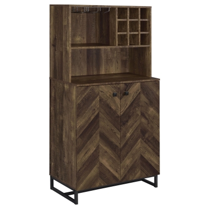 Coaster Mendoza Farmhouse Rustic Oak Wine Cabinet Model 182082