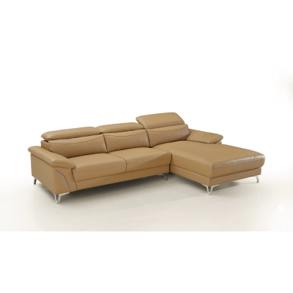 Divani Casa Sura Modern Camel Leather Right Facing Sectional Sofa Camel Sectional Sofa 80382 VGBNS-1812-CML-RAF