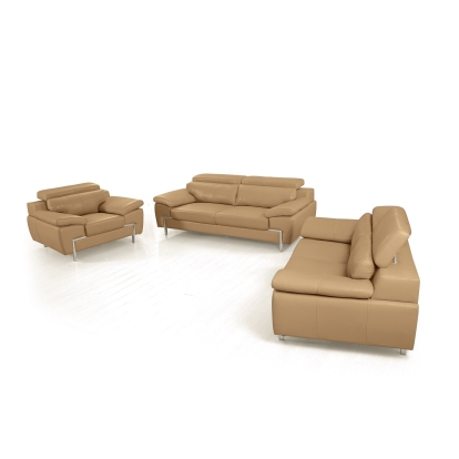 Divani Casa Grange Modern Camel Leather Sofa Set Tan Sofa Set 80387 VGBNS-2116-SET-CAMEL