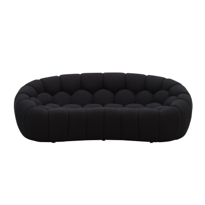Divani Casa Yolonda Modern Curved Black Fabric Loveseat Black Loveseat 81087 VGEV-2126C-LOV-BLK