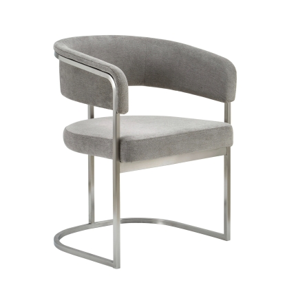 Modrest Sebastian Modern Grey Fabric + Stainless Steel Dining Chair Grey Dining Chair 82106 VGGA-6251CH-GRY