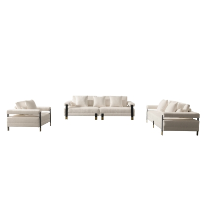 Divani Casa Stratford Modern Off-White Fabric Sofa Set Off-White Sofa Set 82181 VGHM-XF530-SET-IVY