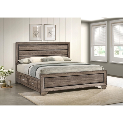 Coaster Kauffman Transitional Washed Taupe Eastern King Storage Bed Model 204190Ke