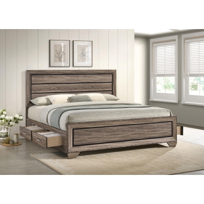 Coaster Kauffman Transitional Washed Taupe Eastern King Storage Bed Model 204190Ke