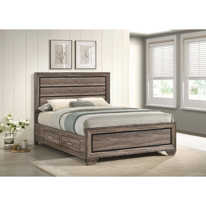 Coaster Kauffman Transitional Washed Taupe Queen Storage Bed Model 204190Q