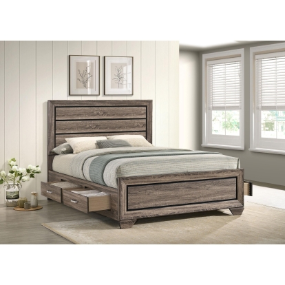 Coaster Kauffman Transitional Washed Taupe Queen Storage Bed Model 204190Q