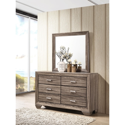 Coaster Kauffman Transitional Washed Taupe Dresser With Mirror Model 204193M