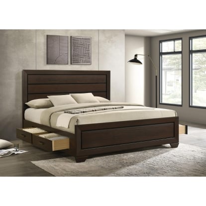 Coaster Kauffman Transitional Dark Cocoa Eastern King Storage Bed Model 204390Ke