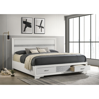 Coaster Miranda Contemporary White Eastern King Storage Bed Model 205111Ke