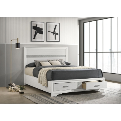 Coaster Miranda Contemporary White Queen Storage Bed Model 205111Q