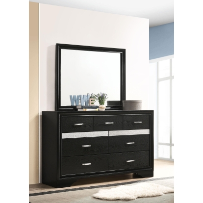 Coaster Miranda Contemporary Black Dresser With Mirror Model 206363M