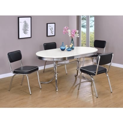 Coaster Retro Contemporary White Dining Table Model 2065-S5