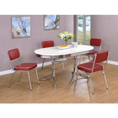 Coaster Retro Contemporary White Dining Table Model 2065-S5R