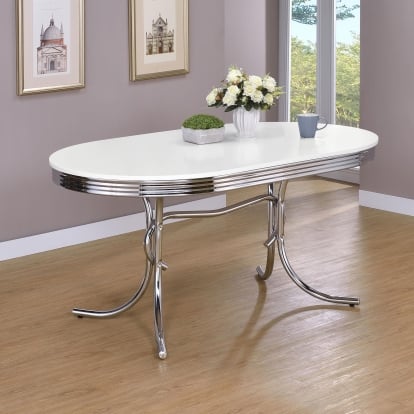 Coaster Retro Contemporary White Dining Table Model 2065