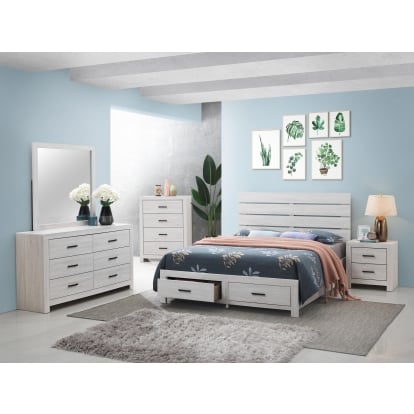Coaster Brantford Farmhouse Coastal White Eastern King Storage Bed Model 207050Ke-S5