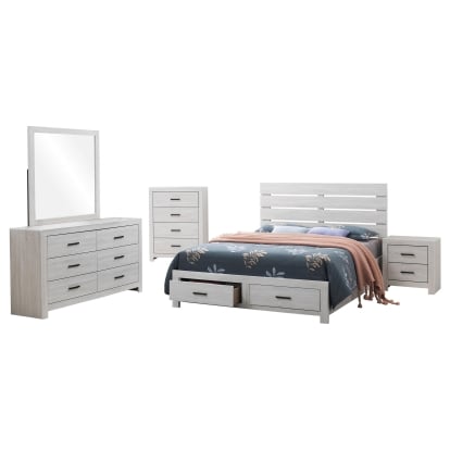 Coaster Brantford Farmhouse Coastal White Eastern King Storage Bed Model 207050Ke-S5